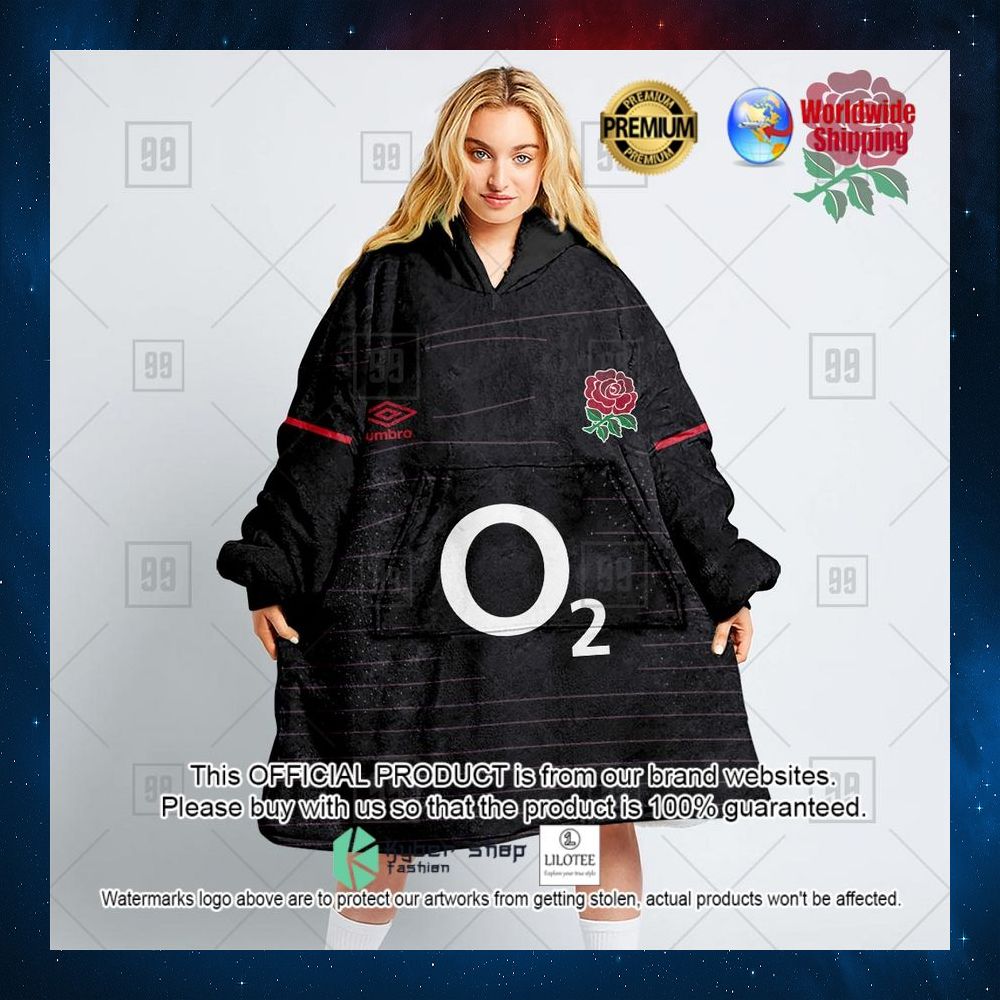 personalized england rugby black o2 hoodie blanket 1 826