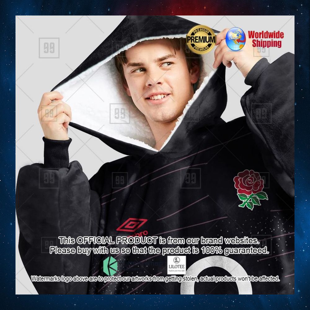 personalized england rugby black o2 hoodie blanket 2 233