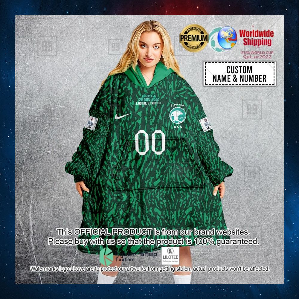 personalized fifa world cup 2022 arab saudi football 2022 hoodie blanket 1 308