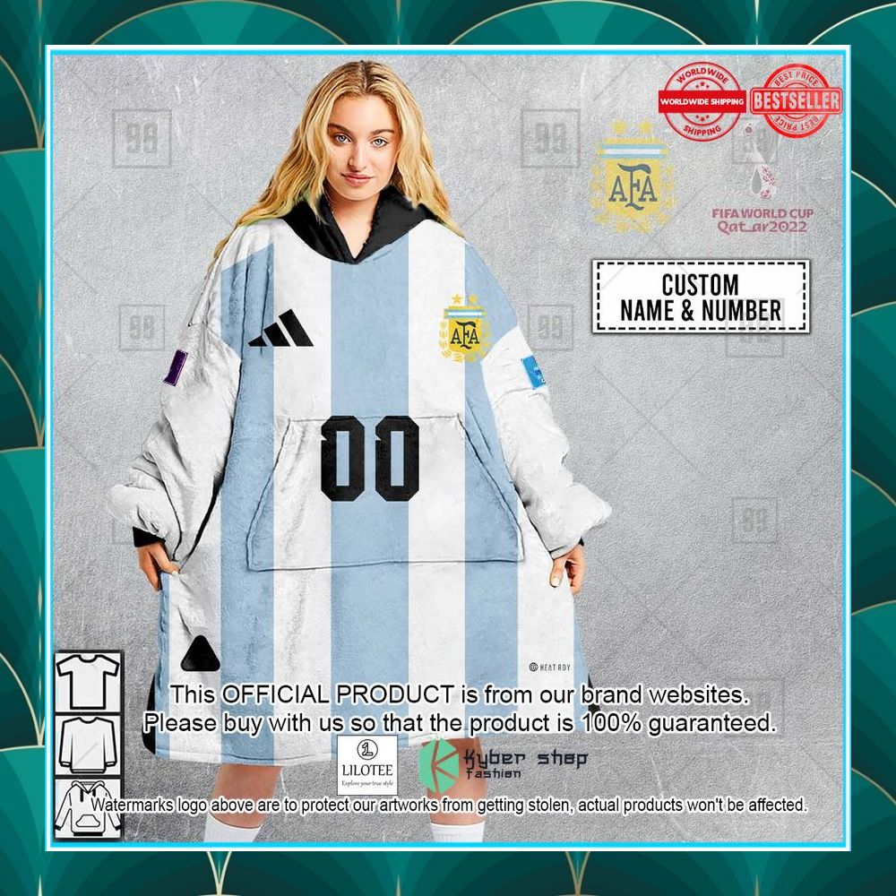 personalized fifa world cup 2022 argentina football jersey 2022 oodie blanket hoodie 1 708