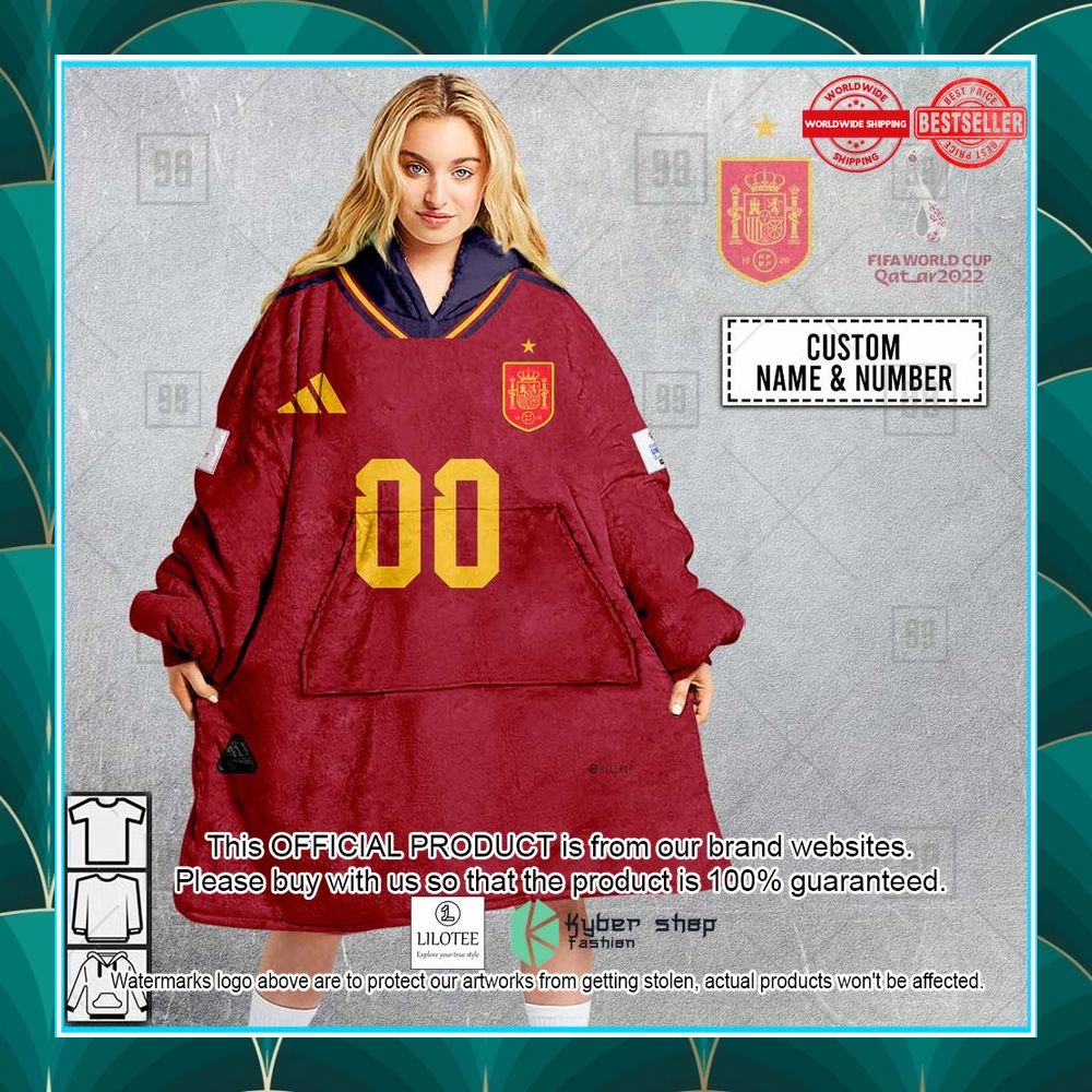 personalized fifa world cup 2022 spain football jersey 2022 oodie blanket hoodie 1 239