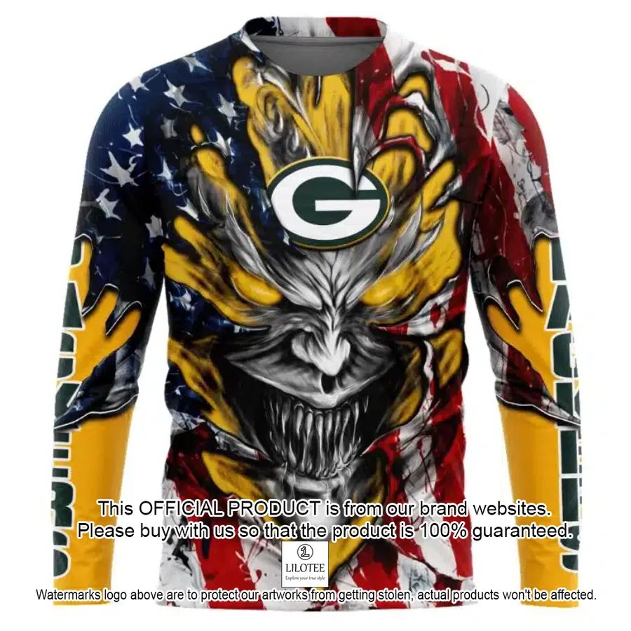 personalized green bay packers demon face american flag shirt hoodie 2 833