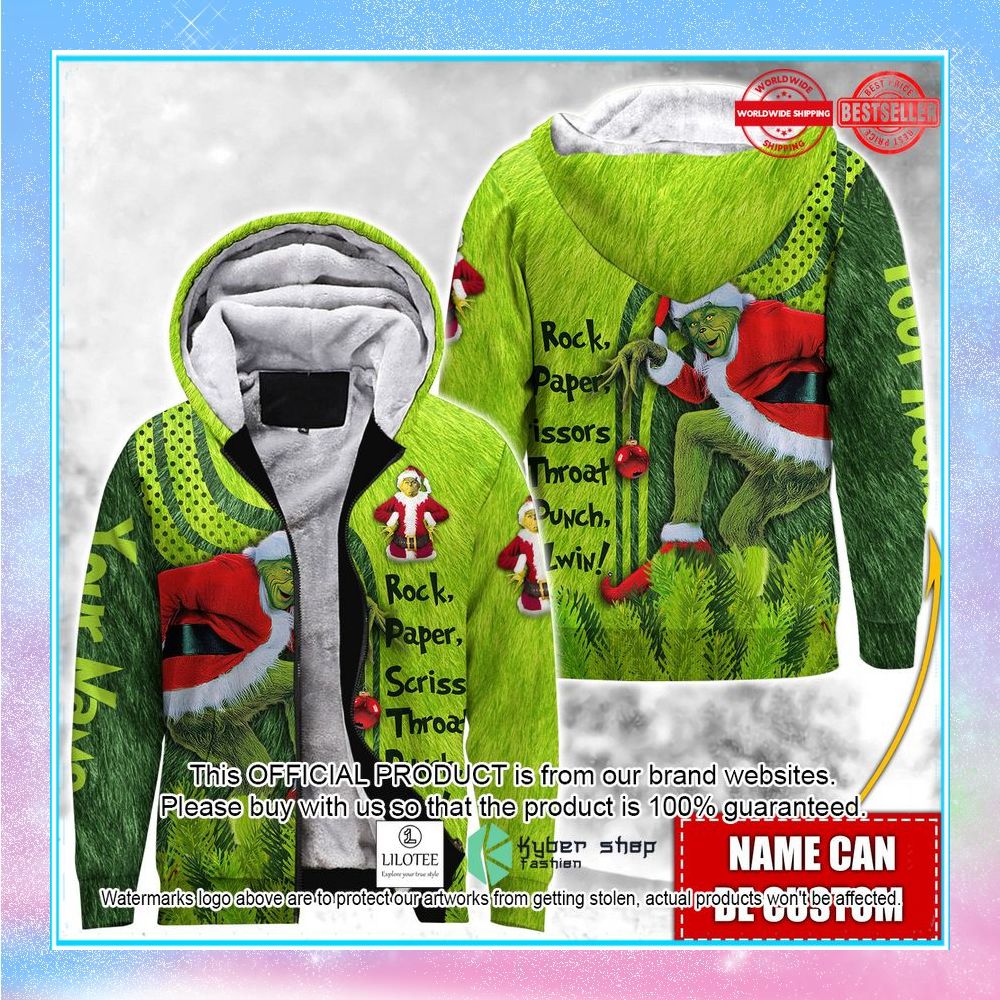 personalized grinch christmas rock paper scissors punch i win shirt hoodie 2 921