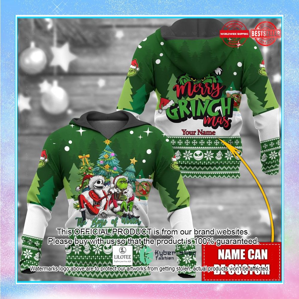 personalized grinch jack skellington merry grinchmas shirt hoodie 2 321