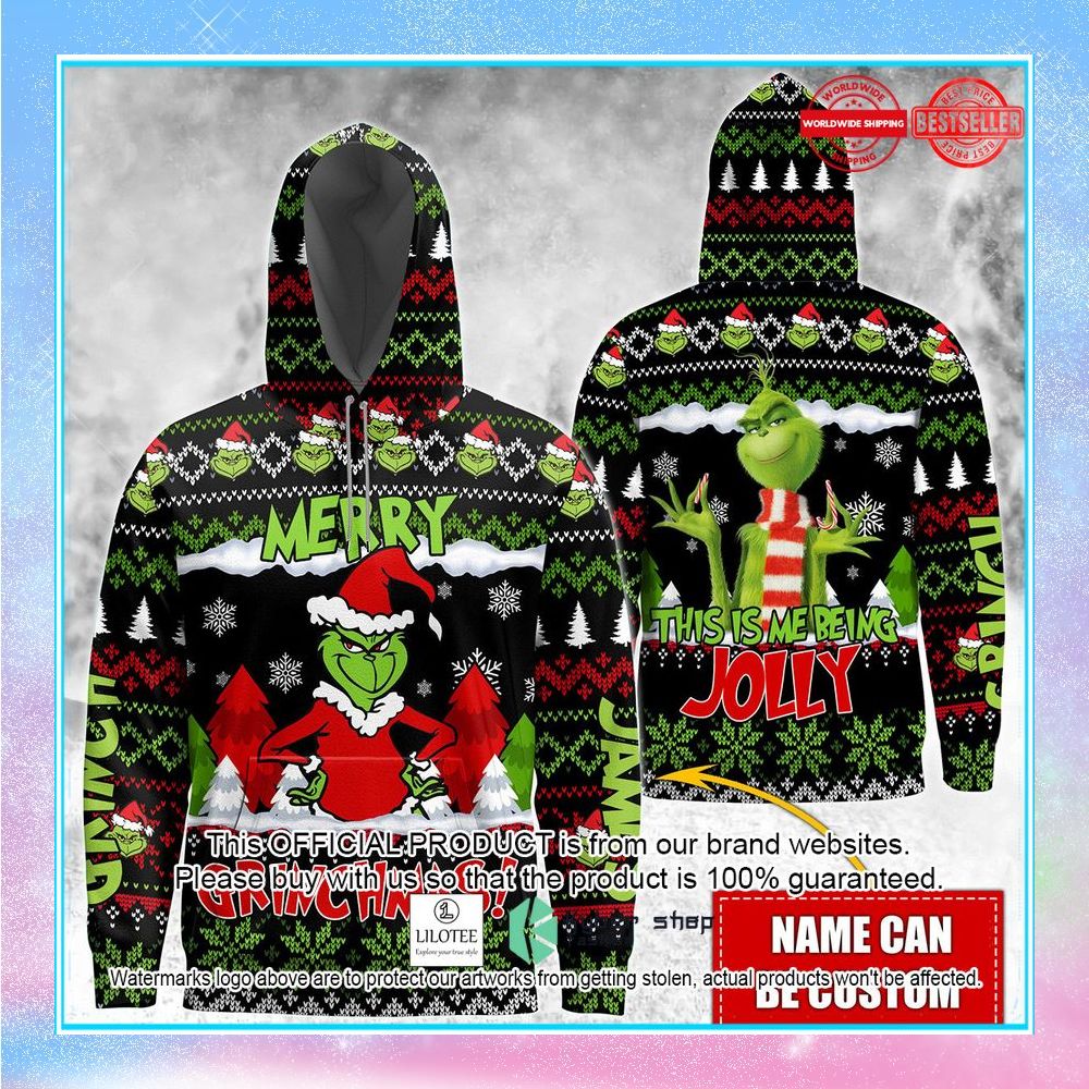 personalized grinch merry grinchmas this is me being jolly shirt hoodie 1 891