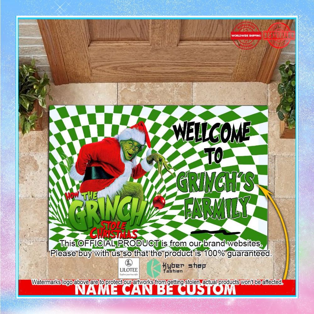 personalized grinch wellcome to grinchs farmily doormat 1 931