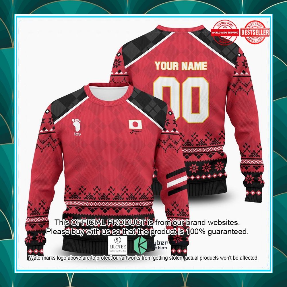 personalized haikyuu national team christmas ugly sweater 1 216