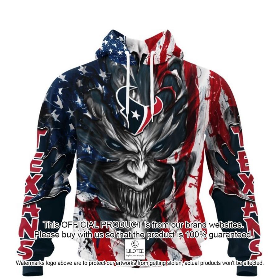 personalized houston texans demon face american flag shirt hoodie 1 841