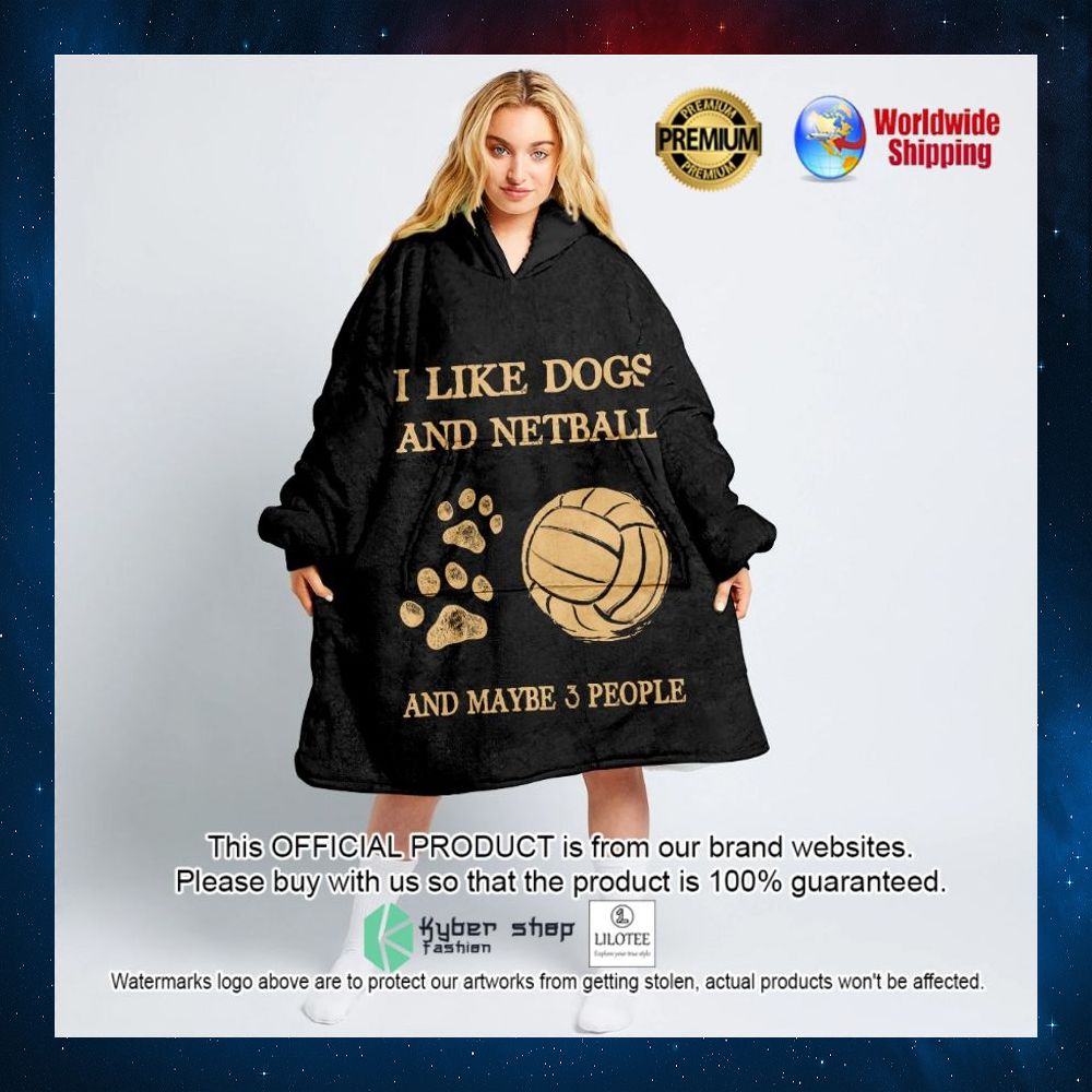 personalized i like dogs and netball hoodie blanket 1 964