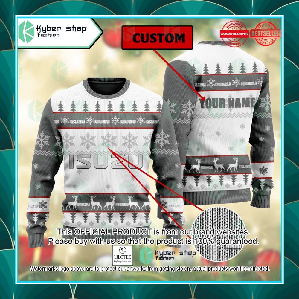 personalized isuzu ugly christmas sweater 1 689