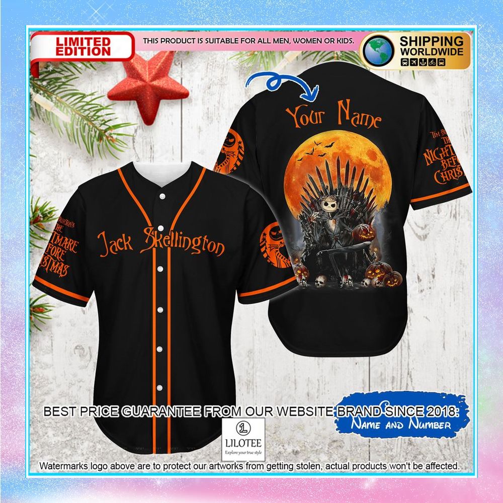 personalized jack skellington king halloween baseball jersey 1 136
