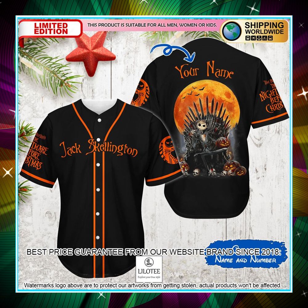 personalized jack skellington king halloween baseball jersey 1 230