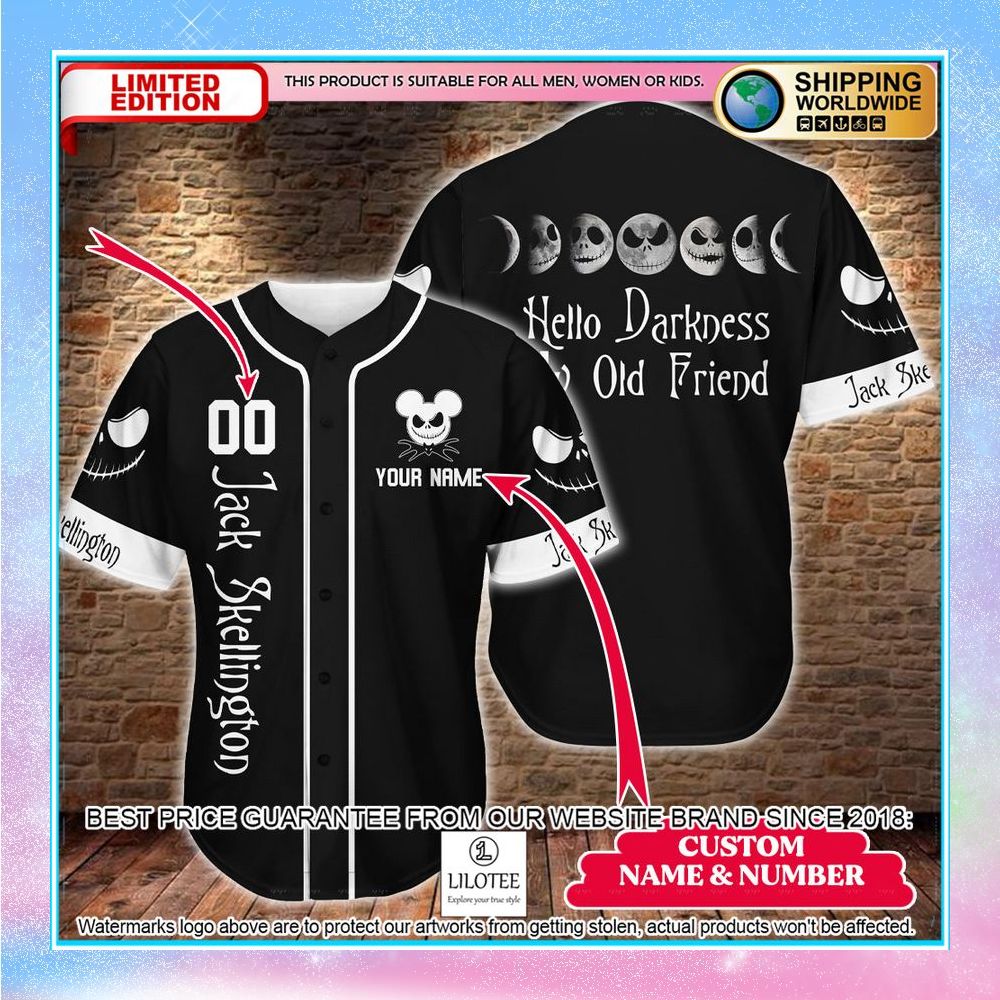 personalized jack skellington mickey mouse hello darkness old friend baseball jersey 1 568