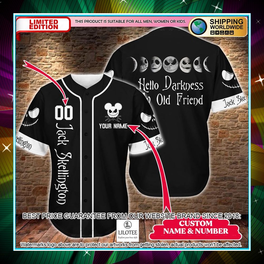 personalized jack skellington mickey mouse hello darkness old friend baseball jersey 1 990