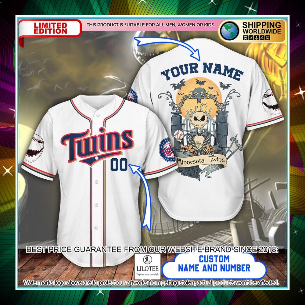 personalized jack skellington minnesota twins baseball jacket 1 933