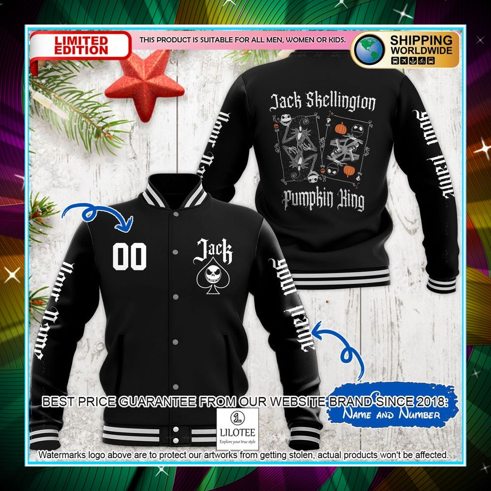 personalized jack skellington pumpkin baseball jacket 1 615