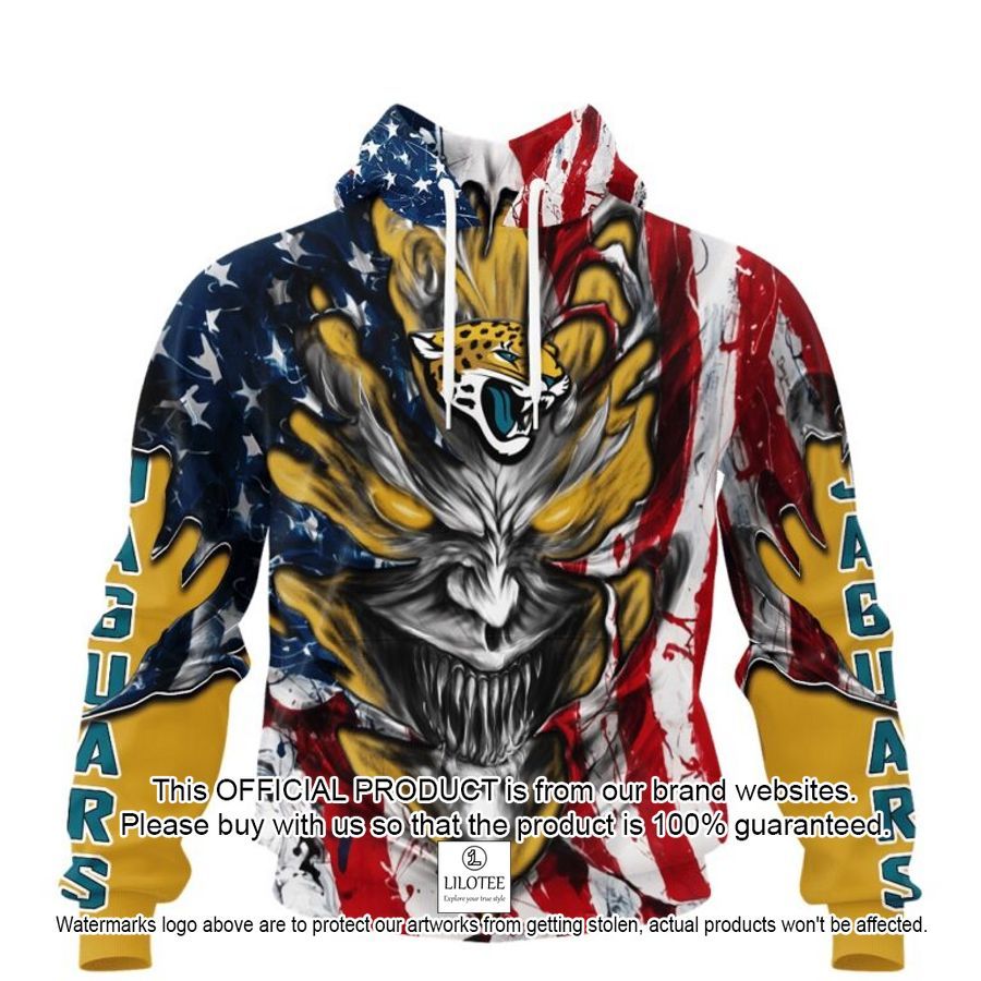 personalized jacksonville jaguars demon face american flag shirt hoodie 2 535