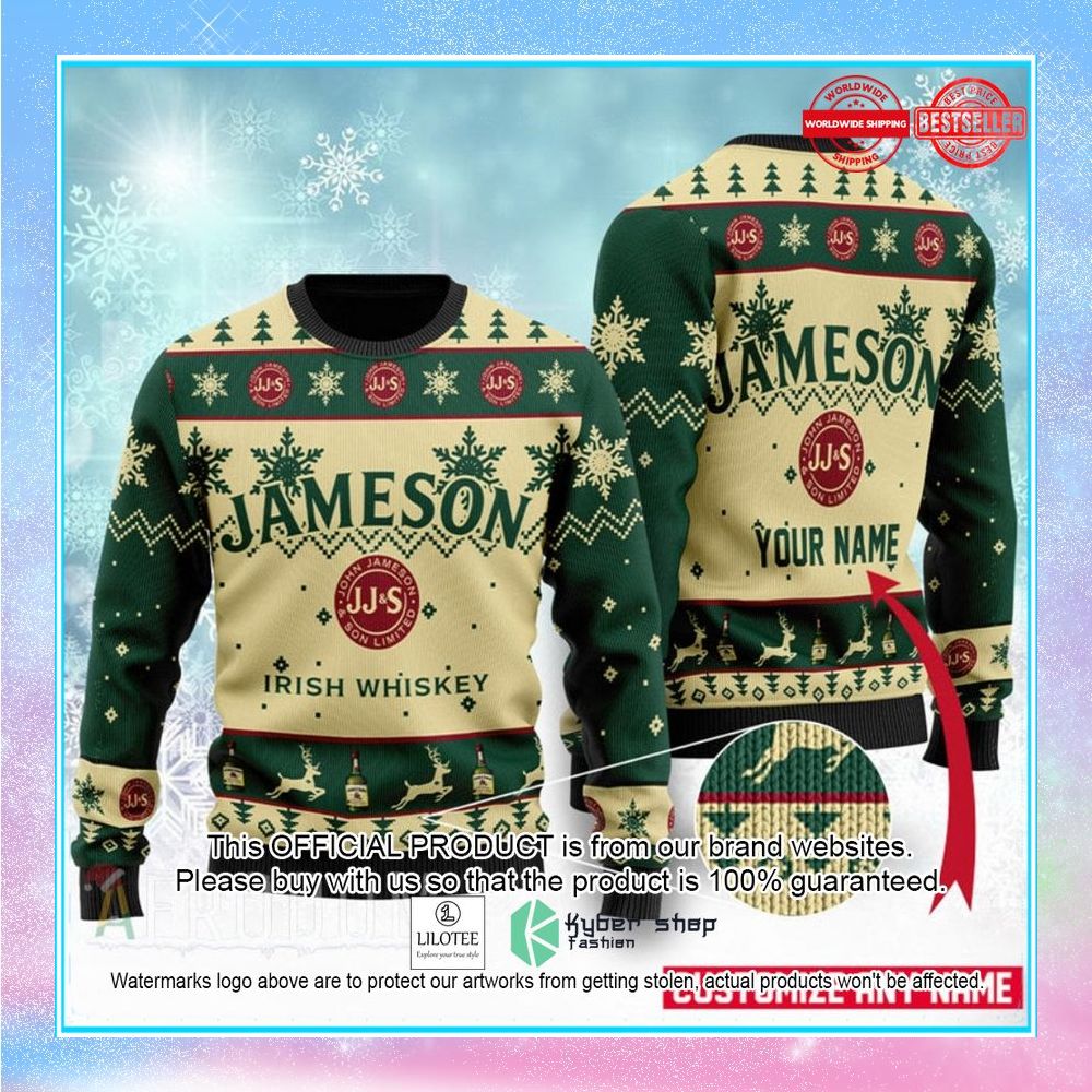 personalized jameson irish whiskey christmas sweater 1 272