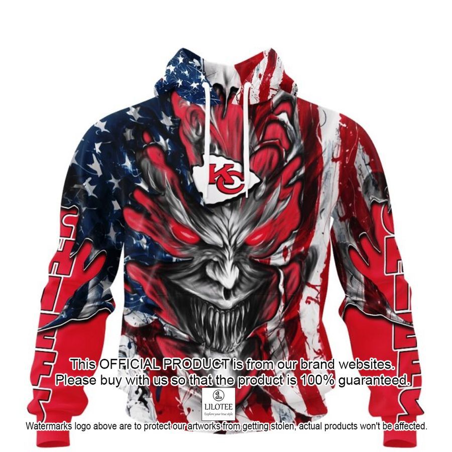 personalized kansas city chiefs demon face american flag shirt hoodie 1 675