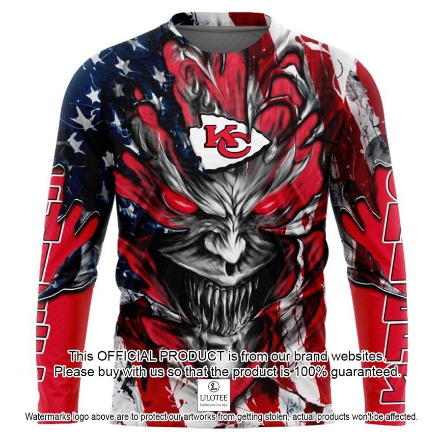 personalized kansas city chiefs demon face american flag shirt hoodie 2 330