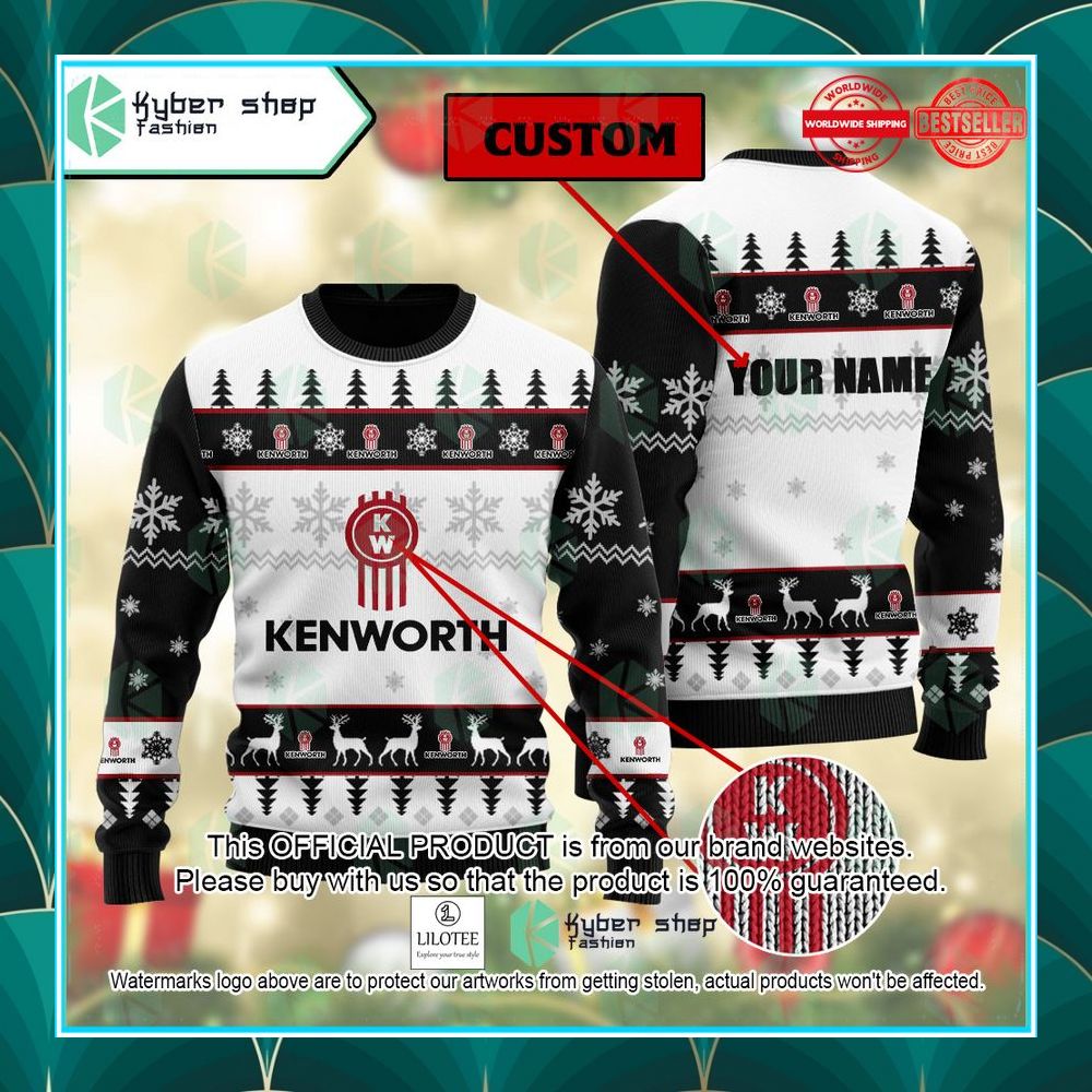 personalized kenworth ugly christmas sweater 1 596