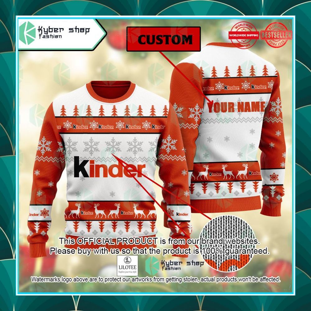 personalized kinder ugly christmas sweater 1 593