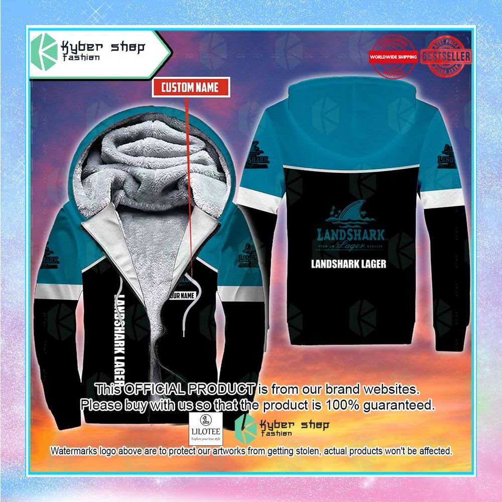 personalized landshark lager fleece hoodie 1 65