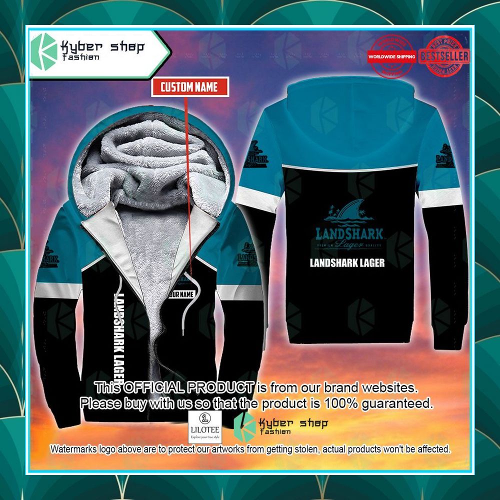 personalized landshark lager fleece hoodie 1 820