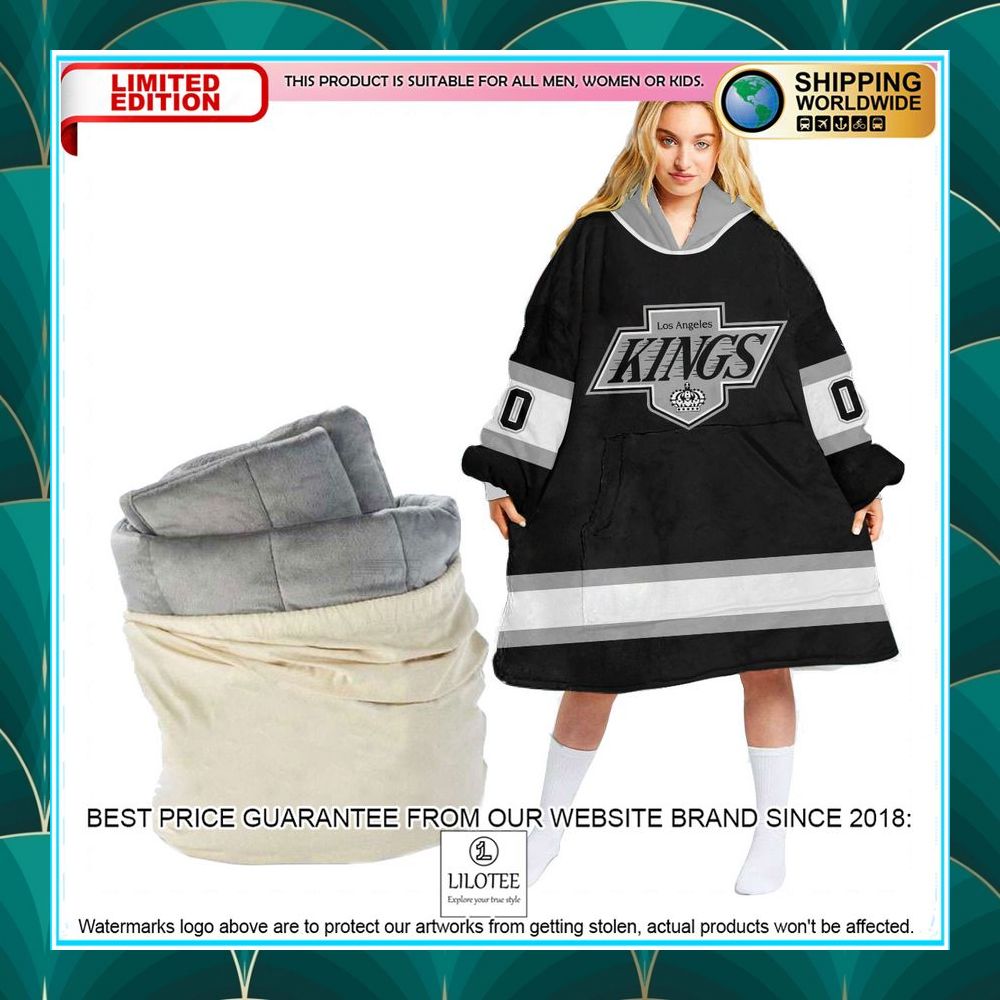 personalized los angeles kings black oodie blanket hoodie 1 982