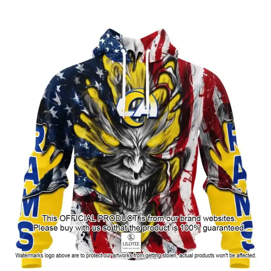 personalized los angeles rams demon face american flag shirt hoodie 1 961