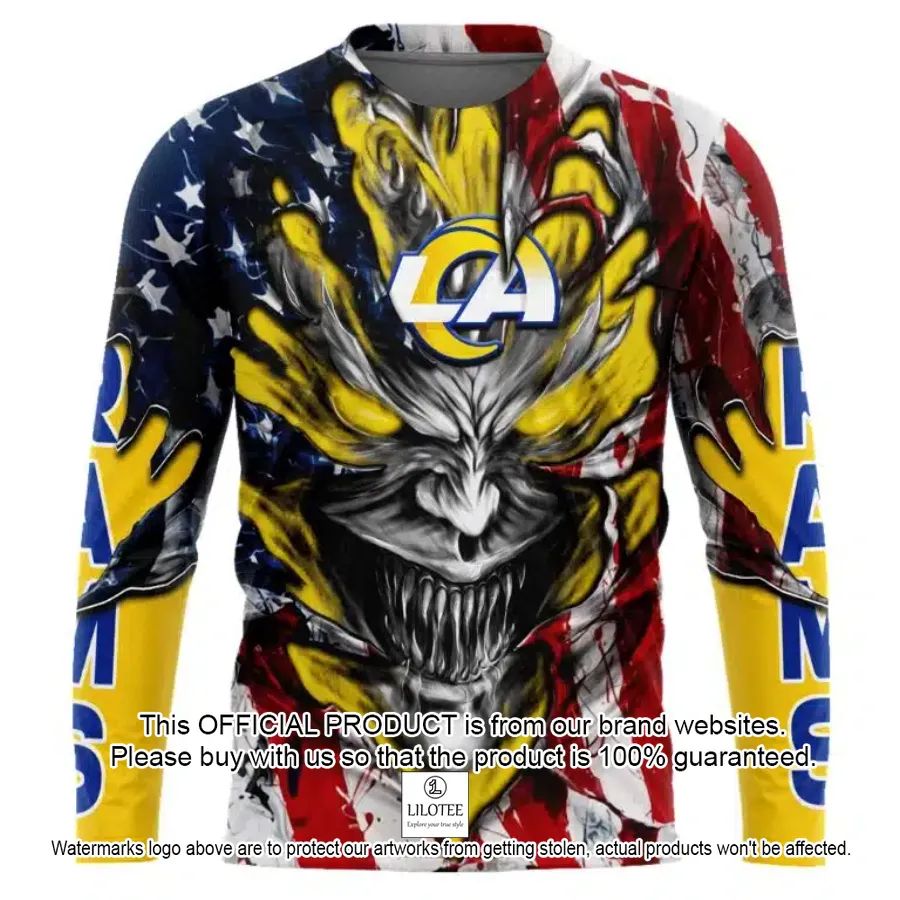 personalized los angeles rams demon face american flag shirt hoodie 2 588