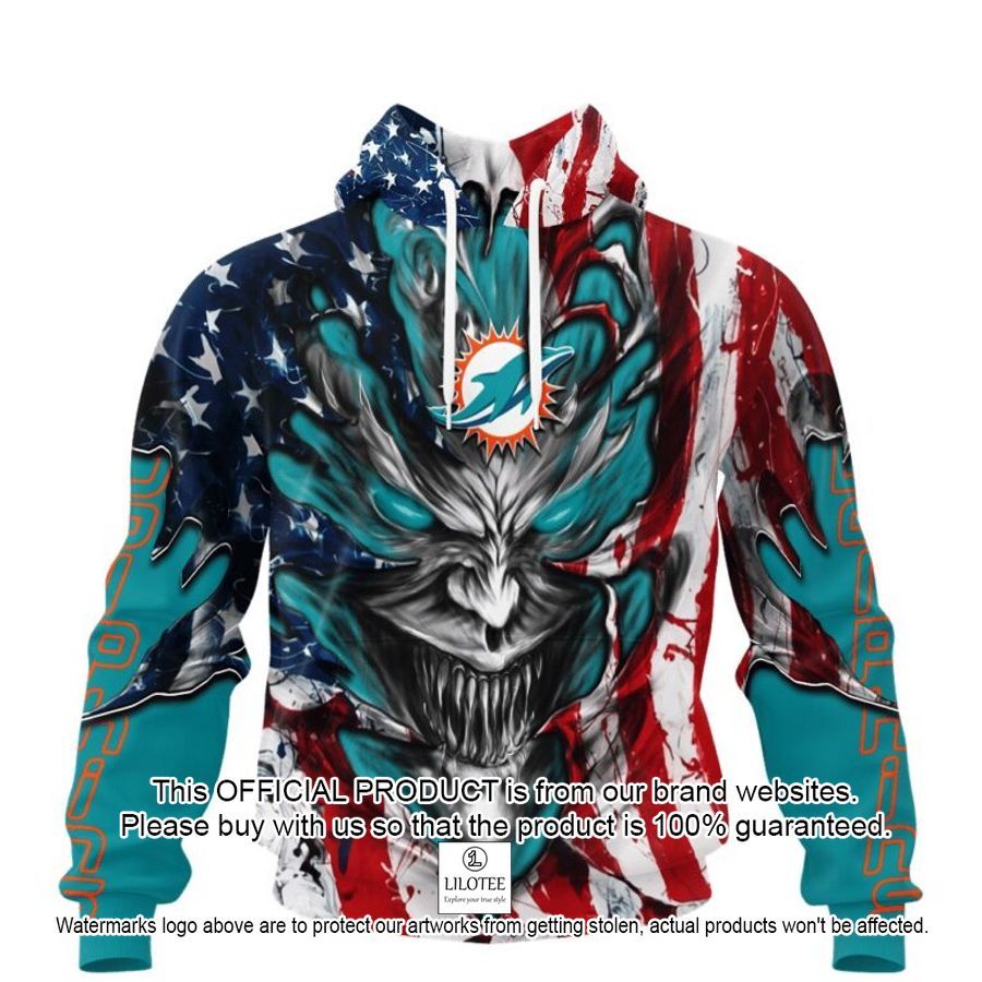 personalized miami dolphins demon face american flag shirt hoodie 1 322