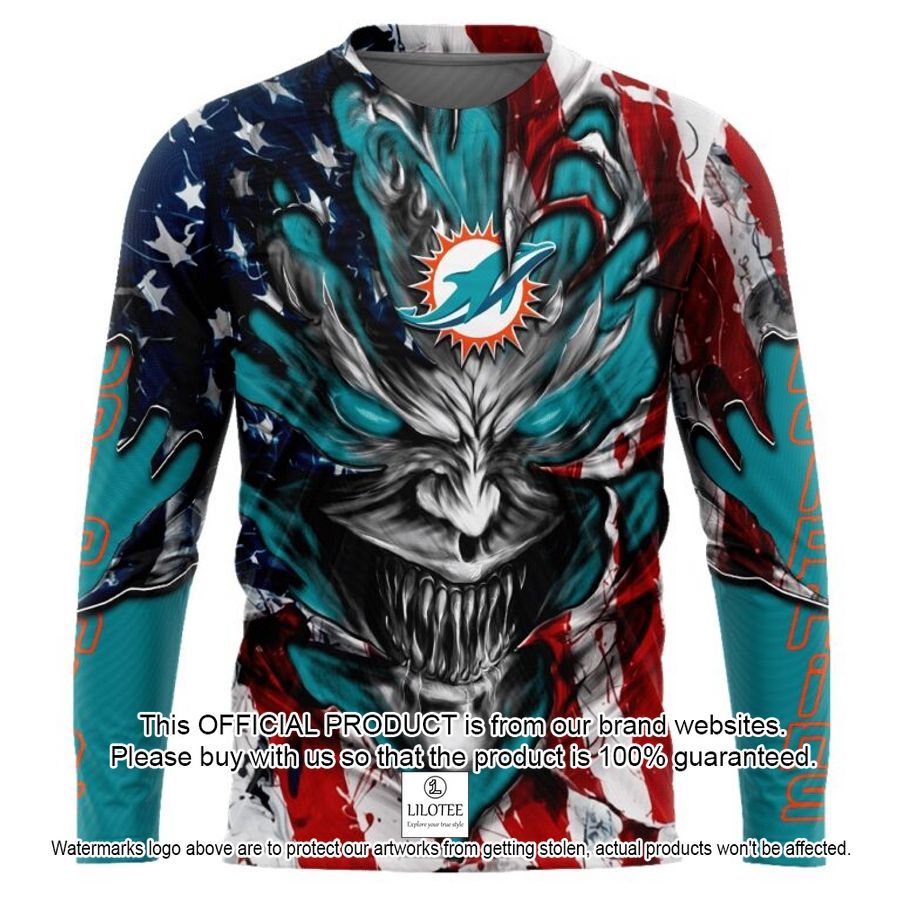 personalized miami dolphins demon face american flag shirt hoodie 2 34