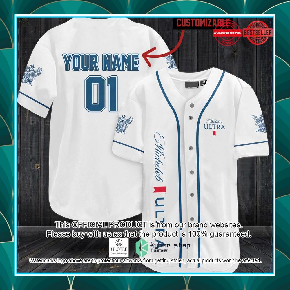 personalized michelob ultra white baseball jersey 1 493