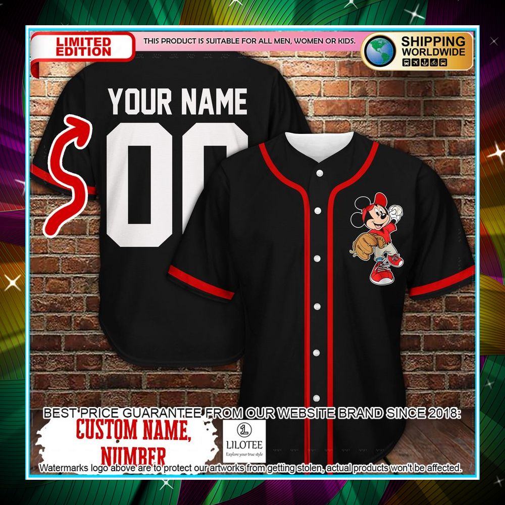 personalized mickey black baseball jersey 1 659
