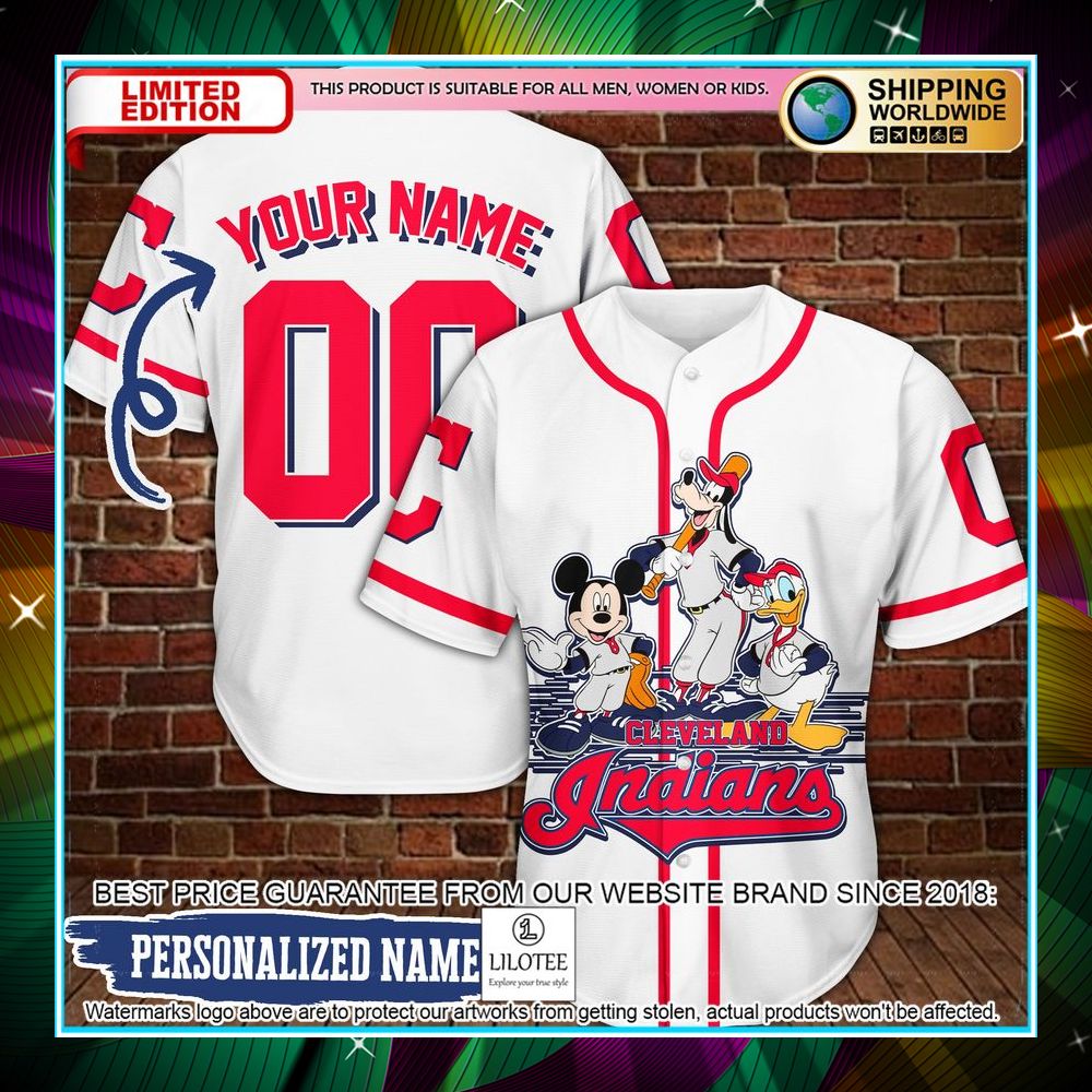 personalized mickey mouse and friends cleveland guardians baseball jersey 1 611