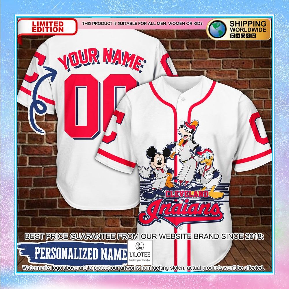 personalized mickey mouse and friends cleveland guardians baseball jersey 1 632