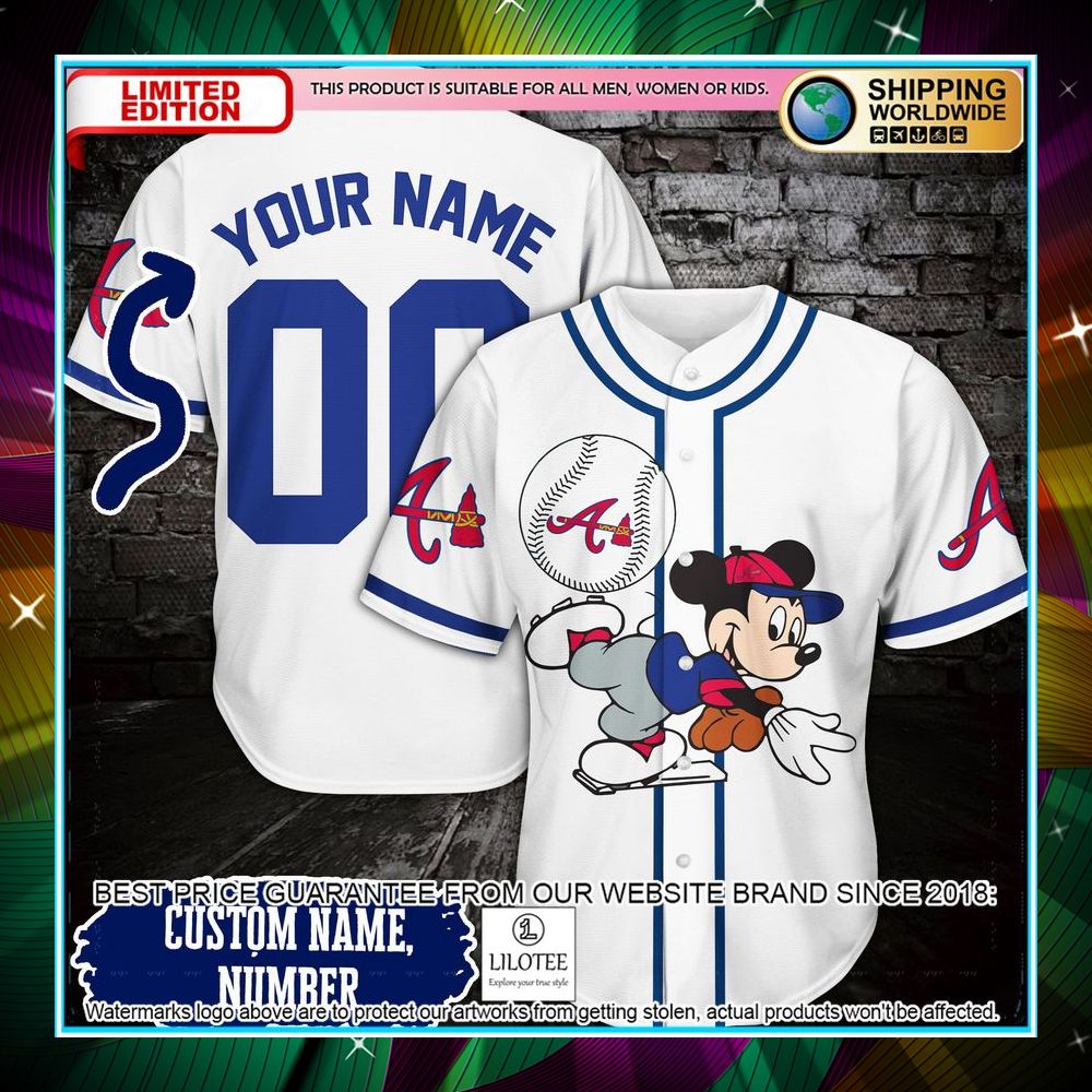 personalized mickey mouse atlanta braves baseball jersey 1 851