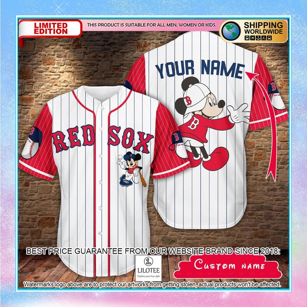 personalized mickey mouse boston red sox baseball jersey 1 584