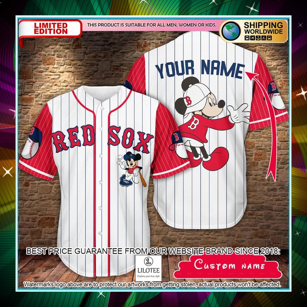 personalized mickey mouse boston red sox baseball jersey 1 917