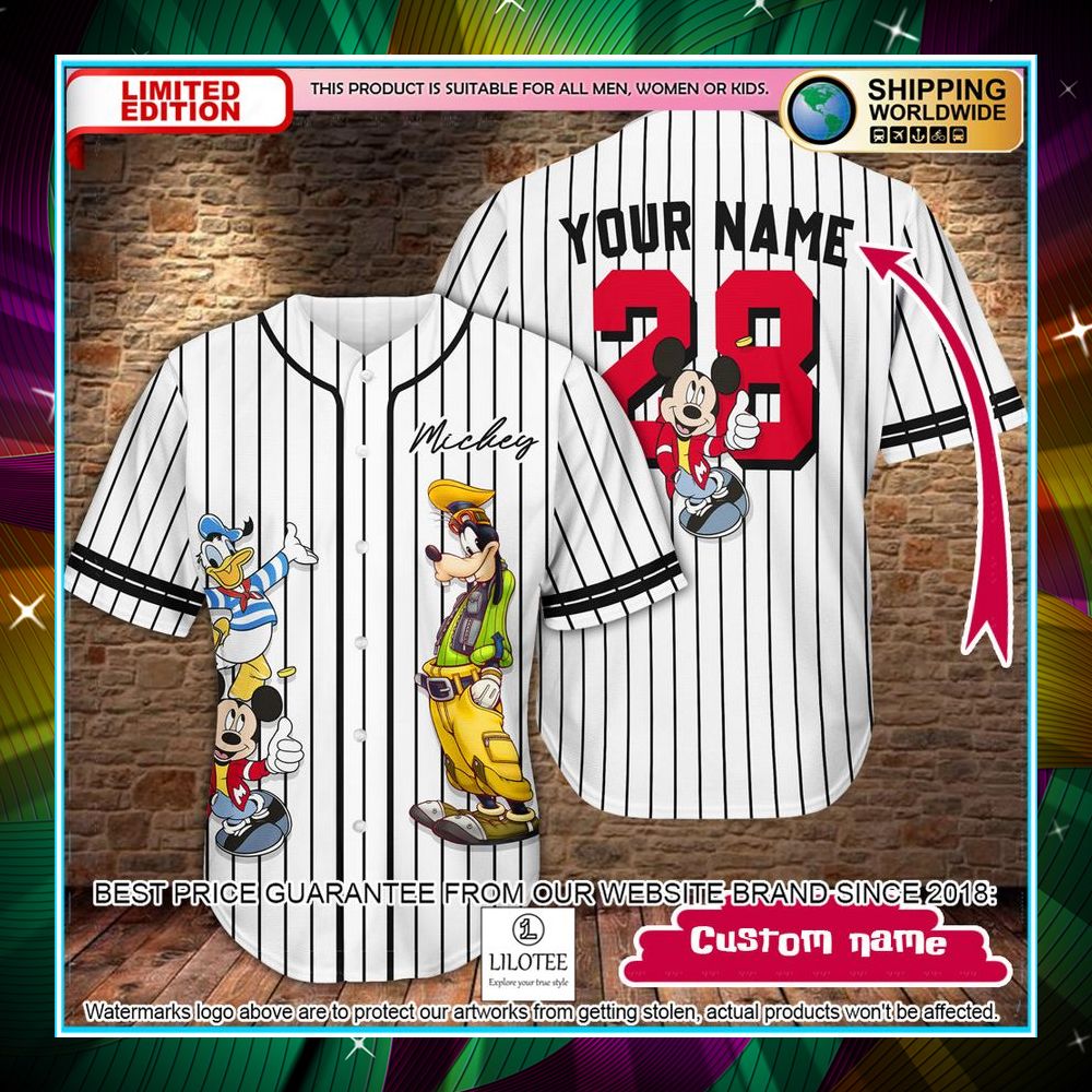 personalized mickey mouse donald goofy baseball jersey 1 905