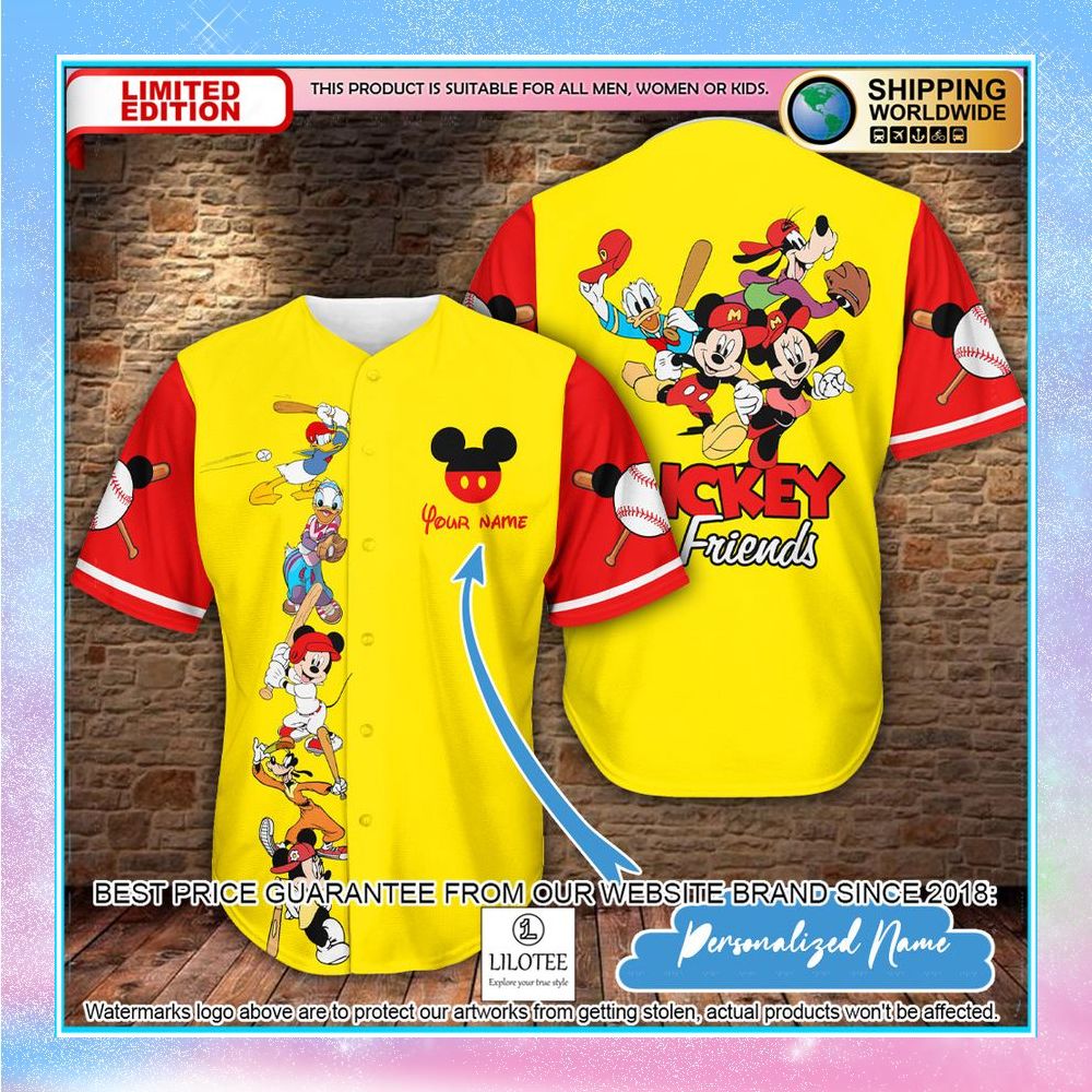 personalized mickey mouse friends baseball jersey 1 201