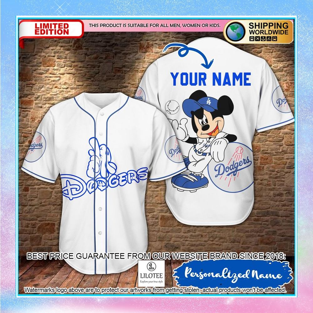 personalized mickey mouse los angeles dodgers baseball jersey 1 586