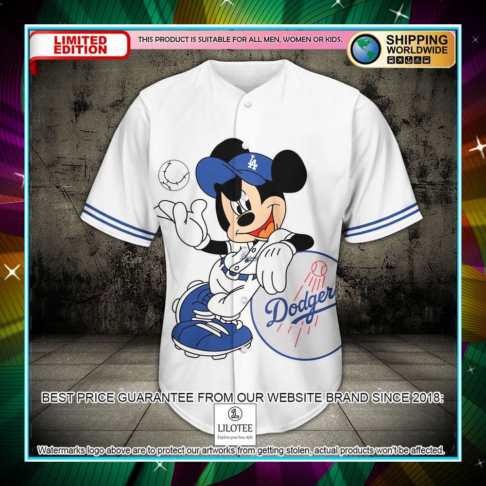 personalized mickey mouse los angeles dodgers white baseball jersey 2 264