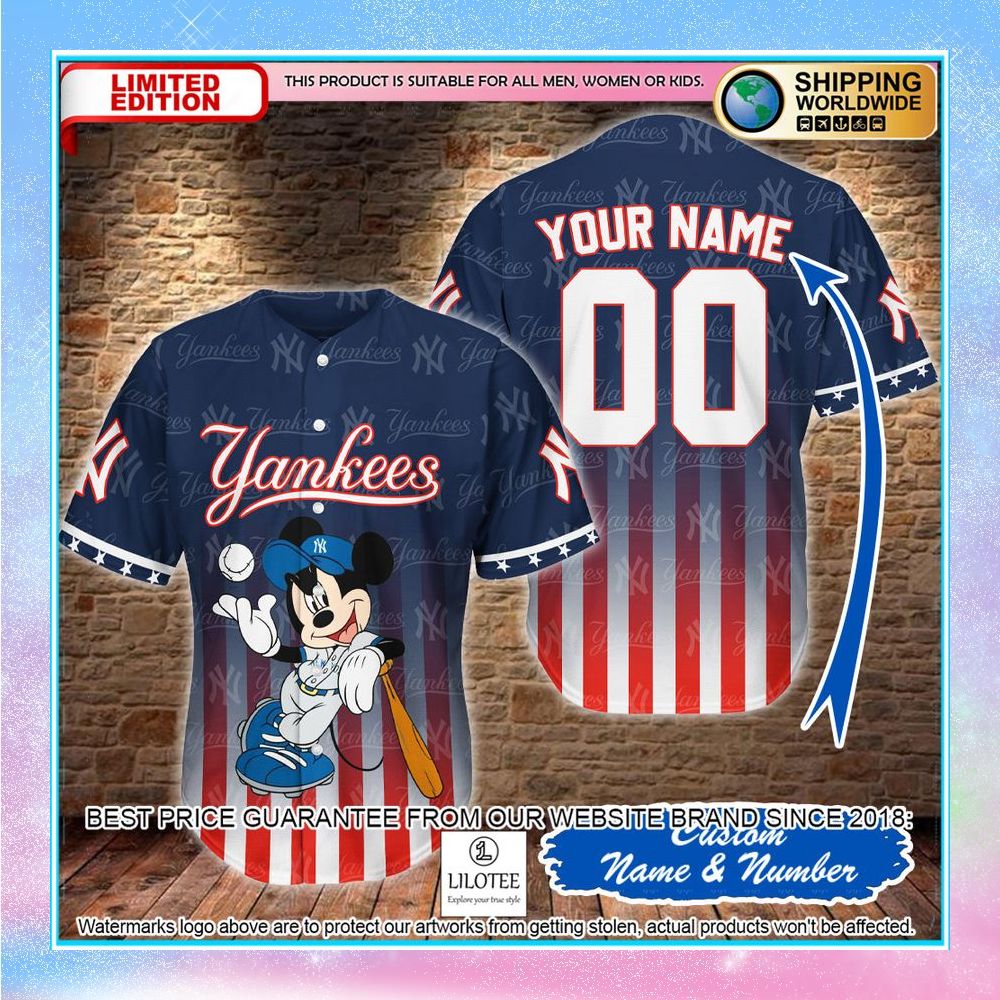 personalized mickey mouse new york yankees us flag baseball jersey 1 213