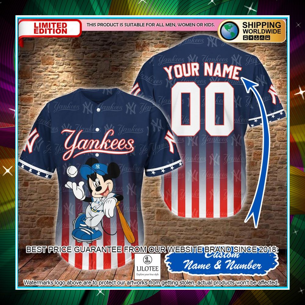 personalized mickey mouse new york yankees us flag baseball jersey 1 392