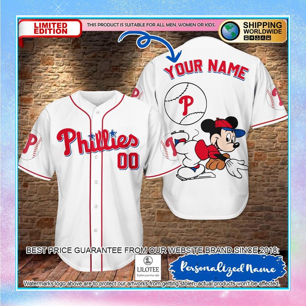 personalized mickey mouse philadelphia phillies baseball jersey 1 668