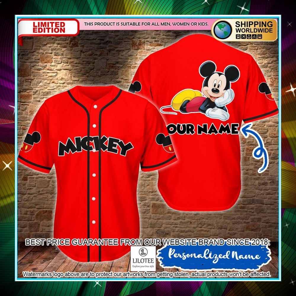 personalized mickey mouse red baseball jersey 1 249