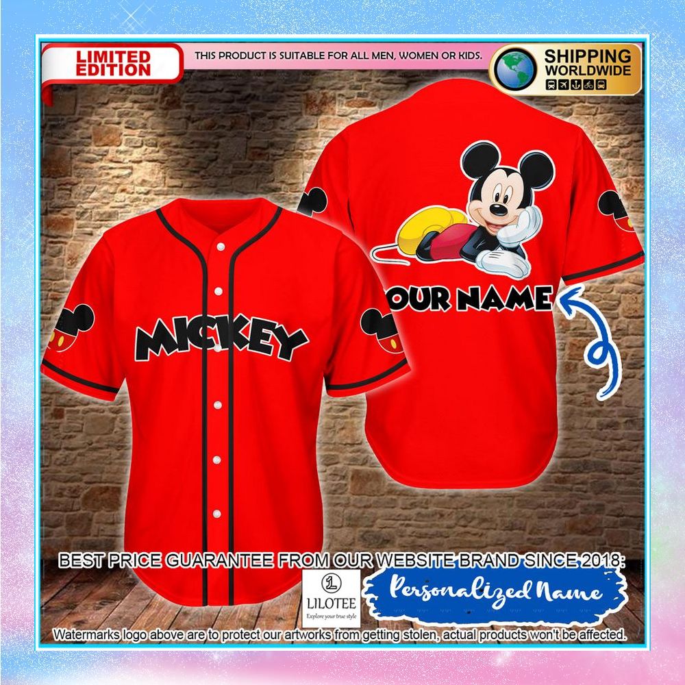 personalized mickey mouse red baseball jersey 1 307