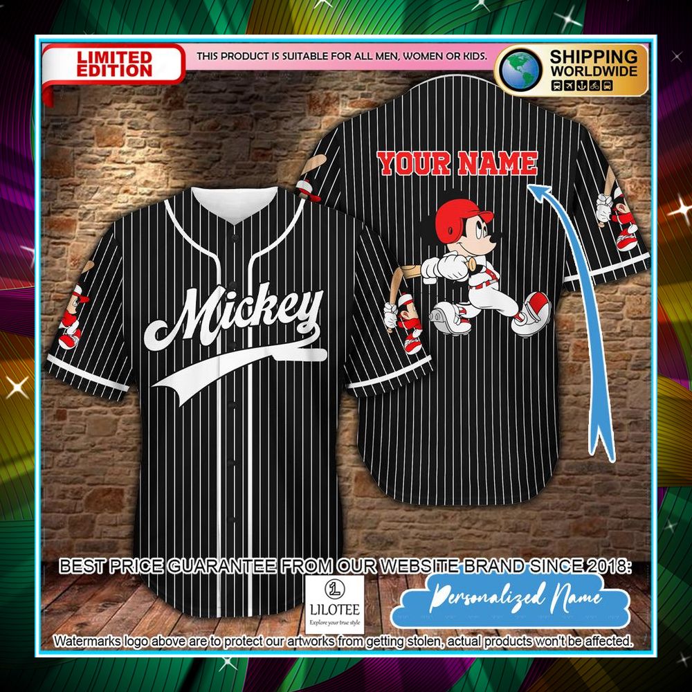 personalized mickey mouse striped baseball jersey 1 876